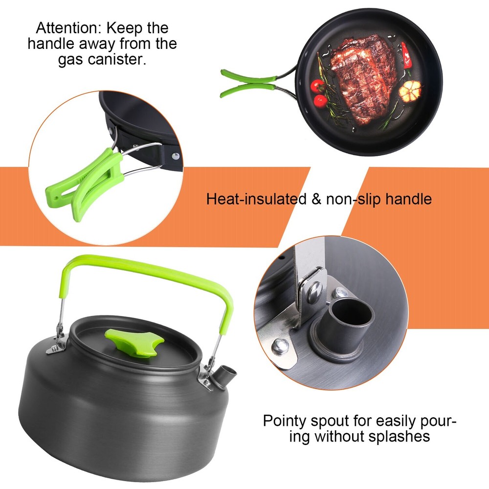 Camping Cookware Mess Kit, Backpacking Cookware Set, Camping Pots & Stove