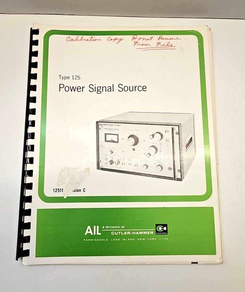 Airborne Instruments Laboratory Type 125 Power Signal Source Instruction Manual