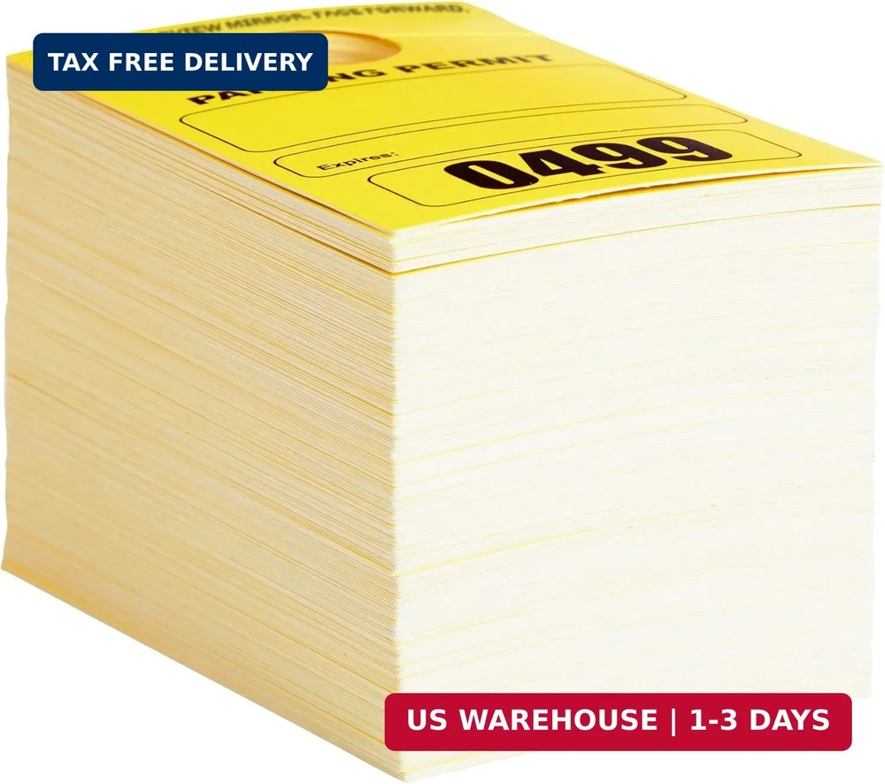 Rectangular Parking Permit Hang Tags - Sequentially Numbered Parking Pass