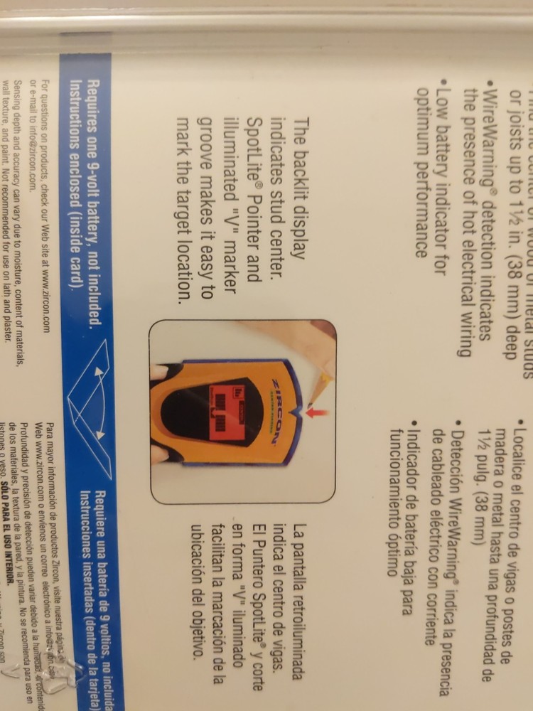 Zircon Center Finding Stud Sensor L70