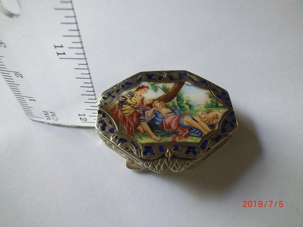 Vintage Italian 800 Silver Enameled Box
