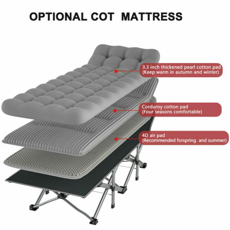 NAIZEA Folding Camping Cot Bed 1200D 2-Layer Oxford Cots for Camp Office Use