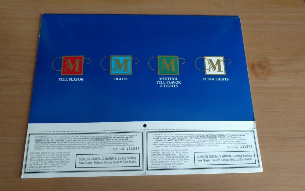 Montclair Cigarettes 1993 Calendar