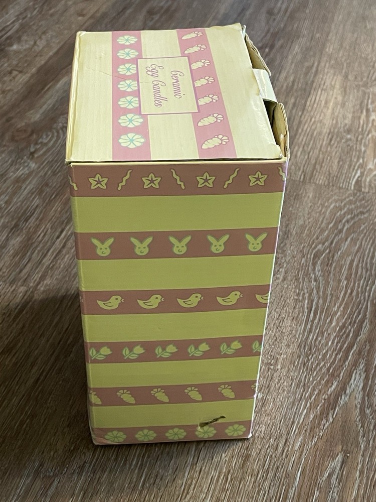 NEW Open BOX Ceramic Easter Egg Candles 6 pc. Unscented Hand Painted Colors
