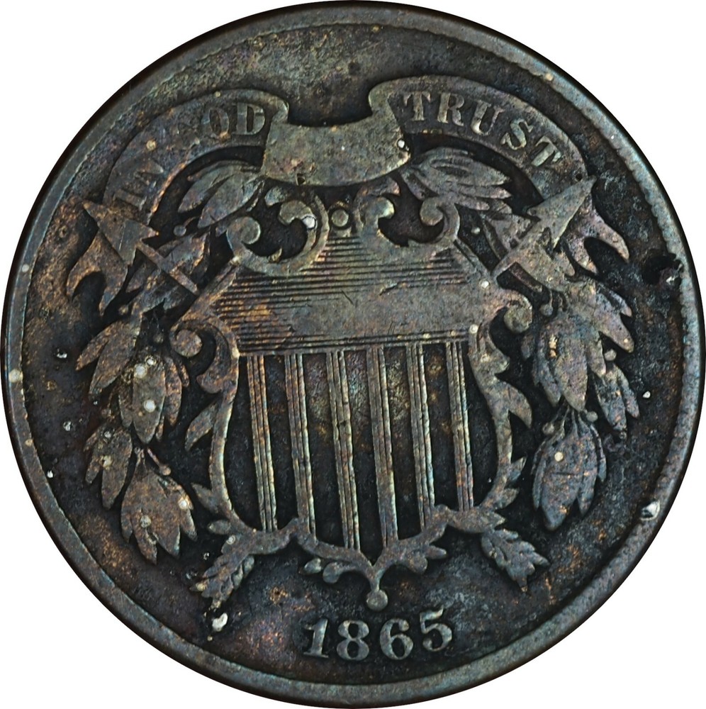 1865 2c Piece VF Condition