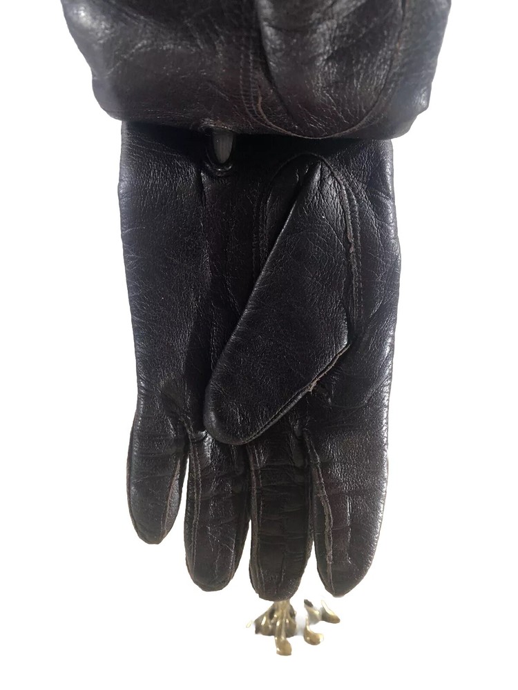 Women's Small Leather Gloves Brown Solid Winter Warm Driving Soft Lining