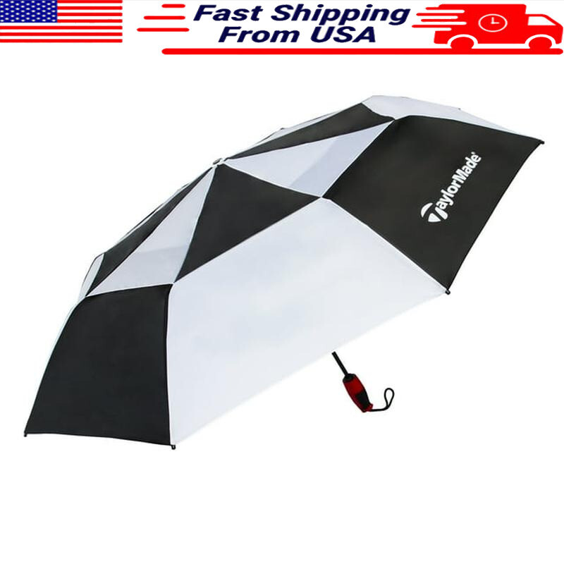 Compact Golf Umbrella 47 in Lightweight Windproof Portable Black/White Foldable