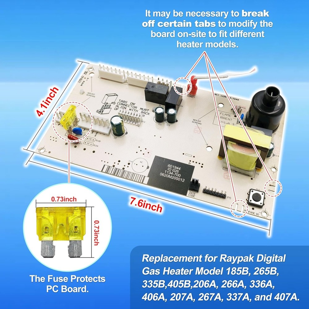 New Replacement for Raypak 013464F PC Board Control for Digital Gas Heater