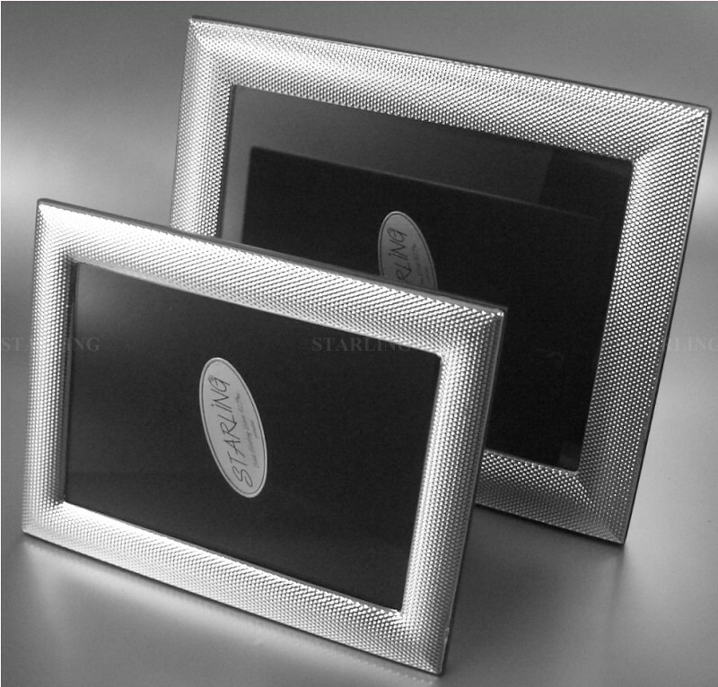 13x18 Solid Silver Frame Grain Guilloche Photo Frame 925 Sterling Wood Back(V2)