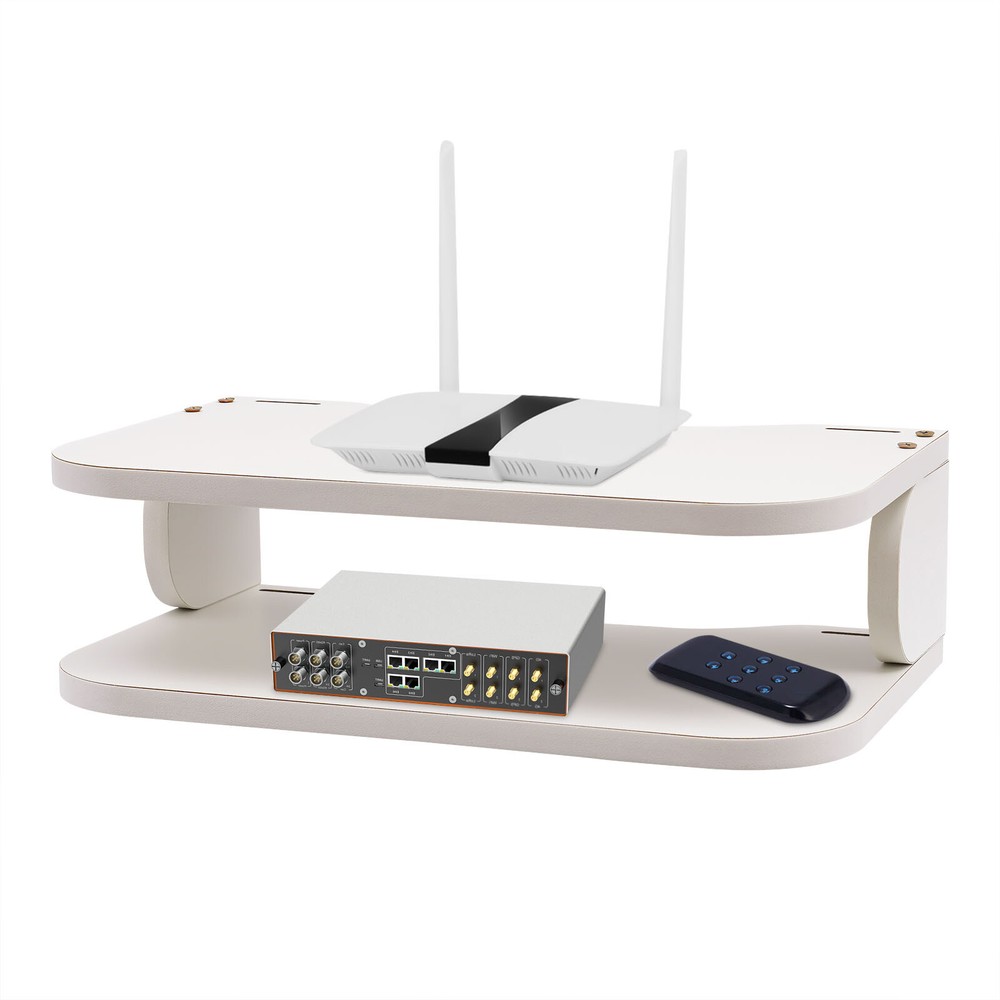 White Floating Router Shelf Wall Mounted Set-top Box TV Components Storage Rack