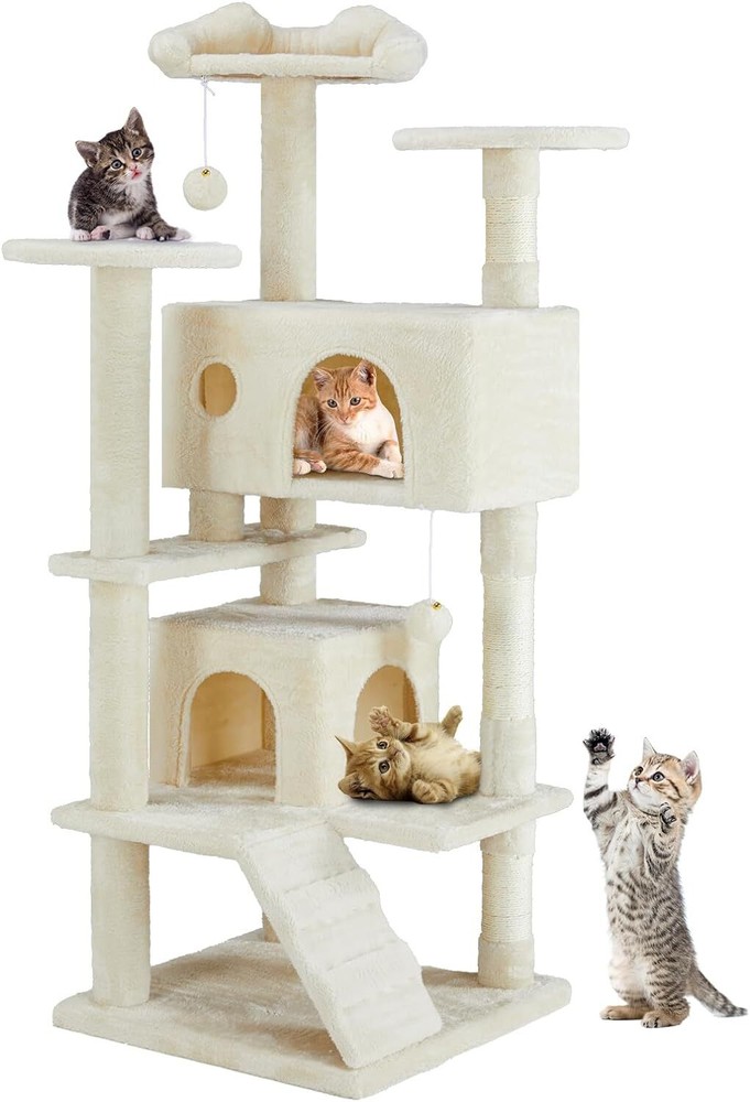 Cat Tree Multi-Level Cat Tree Tower with Scratching Posts and Perches 54" Tall