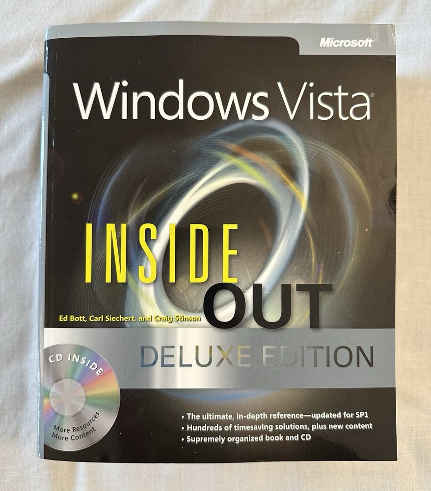 Windows Vista INSIDE OUT BOOK + CD ~ DELUXE EDITION Microsoft Network Media