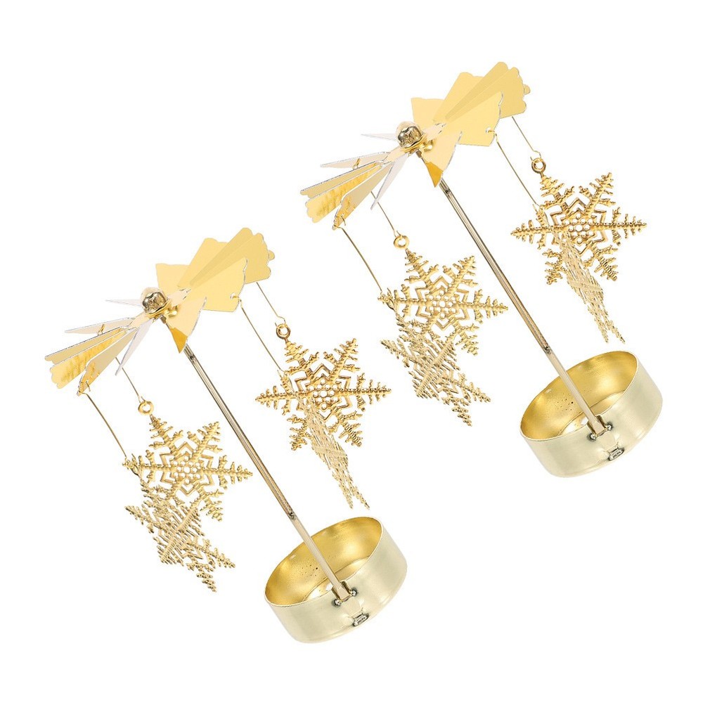 2 Pcs Festive Candleholder for Holidays Elegant Dining Table Decor