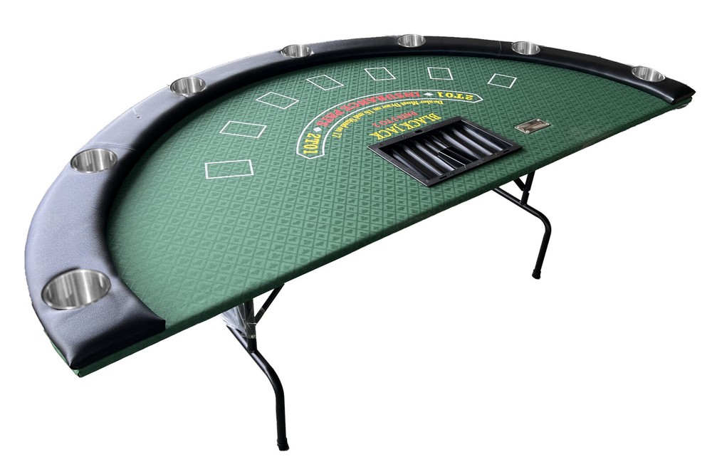 72" Blackjack Table, Folding Metal Legs, cup holders, replaceable armrest &felt