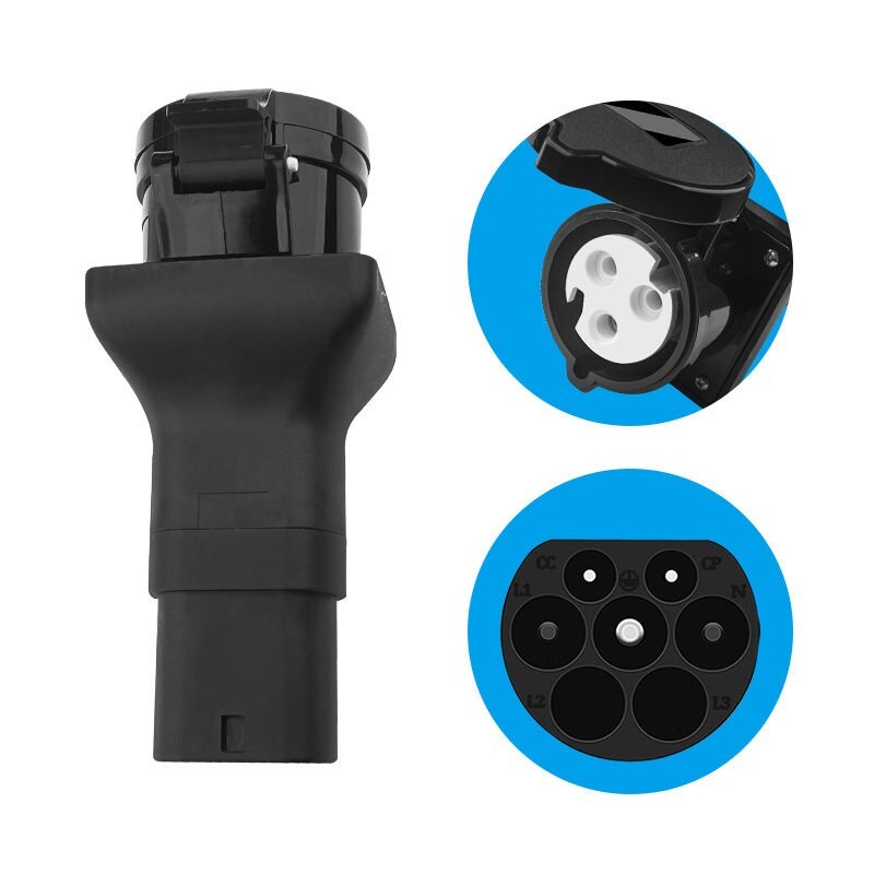 EV Charger connector Type 2 (charging station side) to 32A blue commando socket