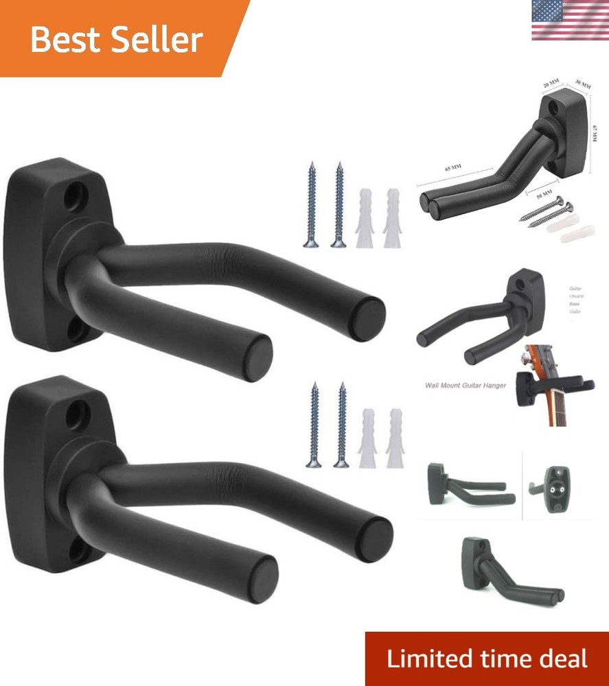 Modern Adjustable Guitar Hanger Set - 2 Pack Wall Mount for Instruments, 60 lbs
