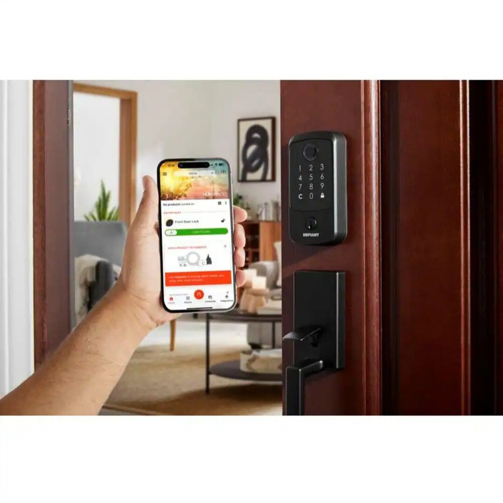 Defiant Square Biometric Fingerprint Electronic Touchpad Deadbolt Matte Black
