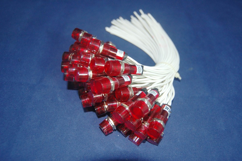 5 Pcs 6V AC/DC 10mm RED Mini LED Pilot Lights CYLINDRICAL Cap with wire