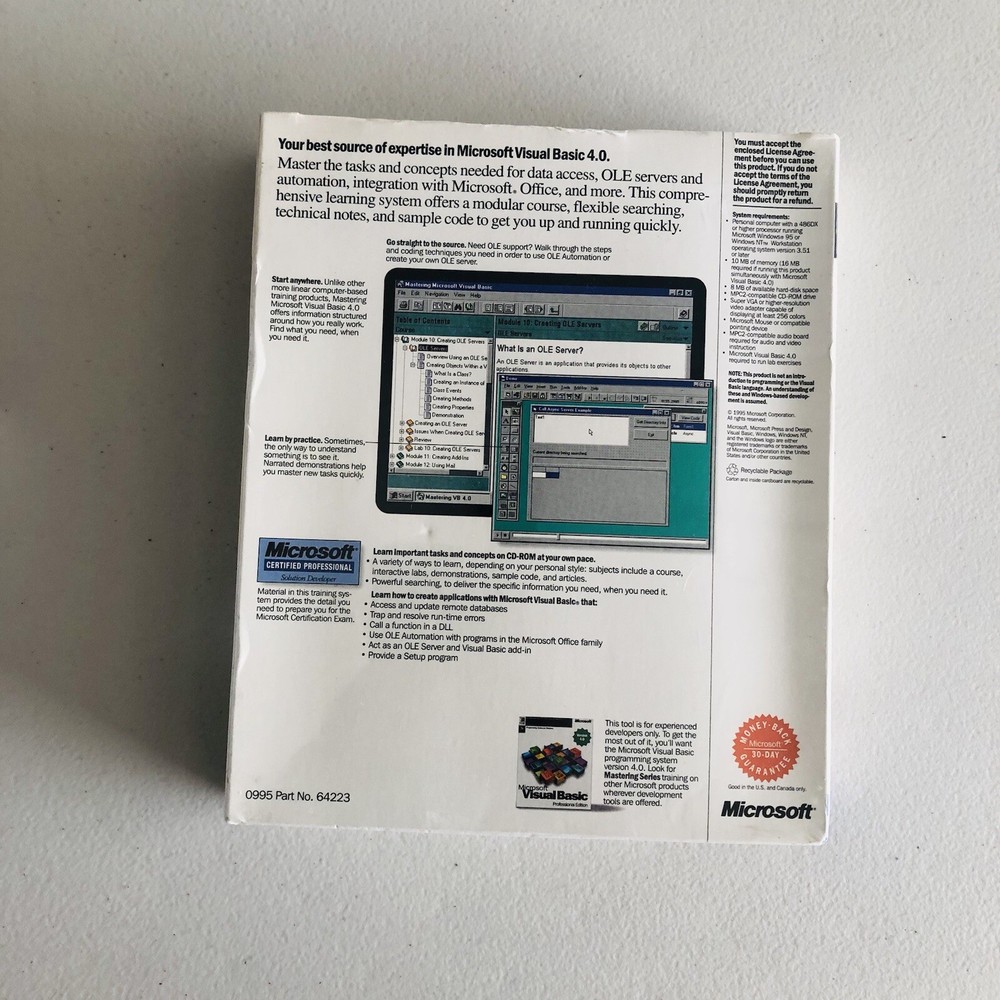 Mastering Microsoft Visual Basic 4.0 - Microsoft Mastering Series CD-ROM Sealed