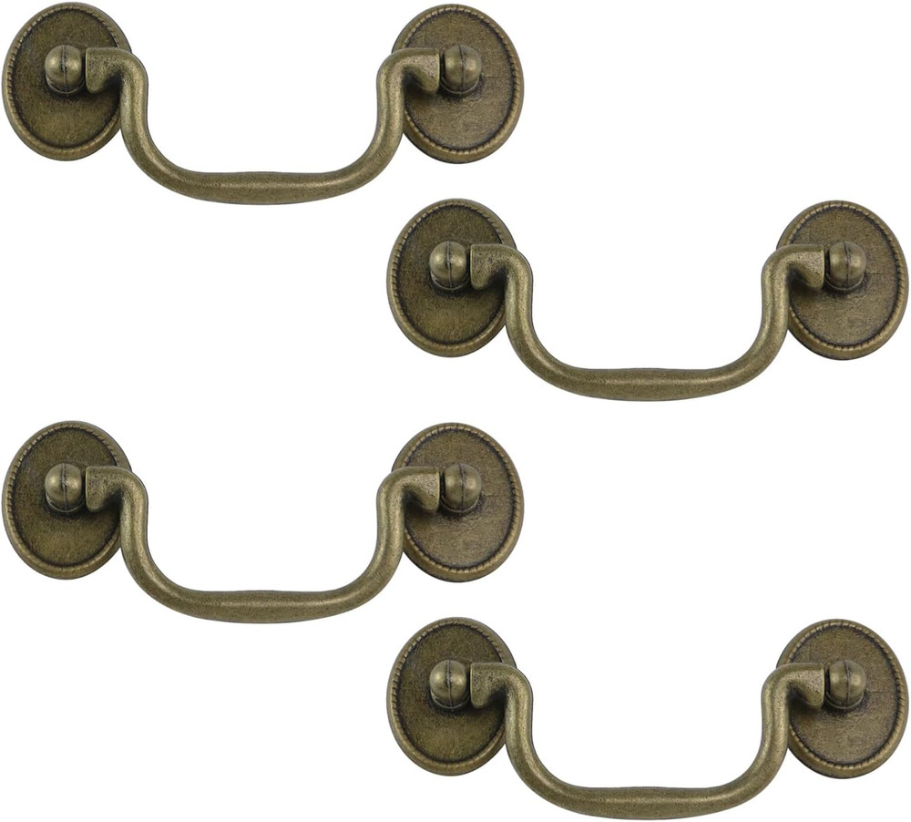 Drop Bail Handle Pulls 3.35-Inch Hole Center Drawer Pulls Handles Antique Bronze