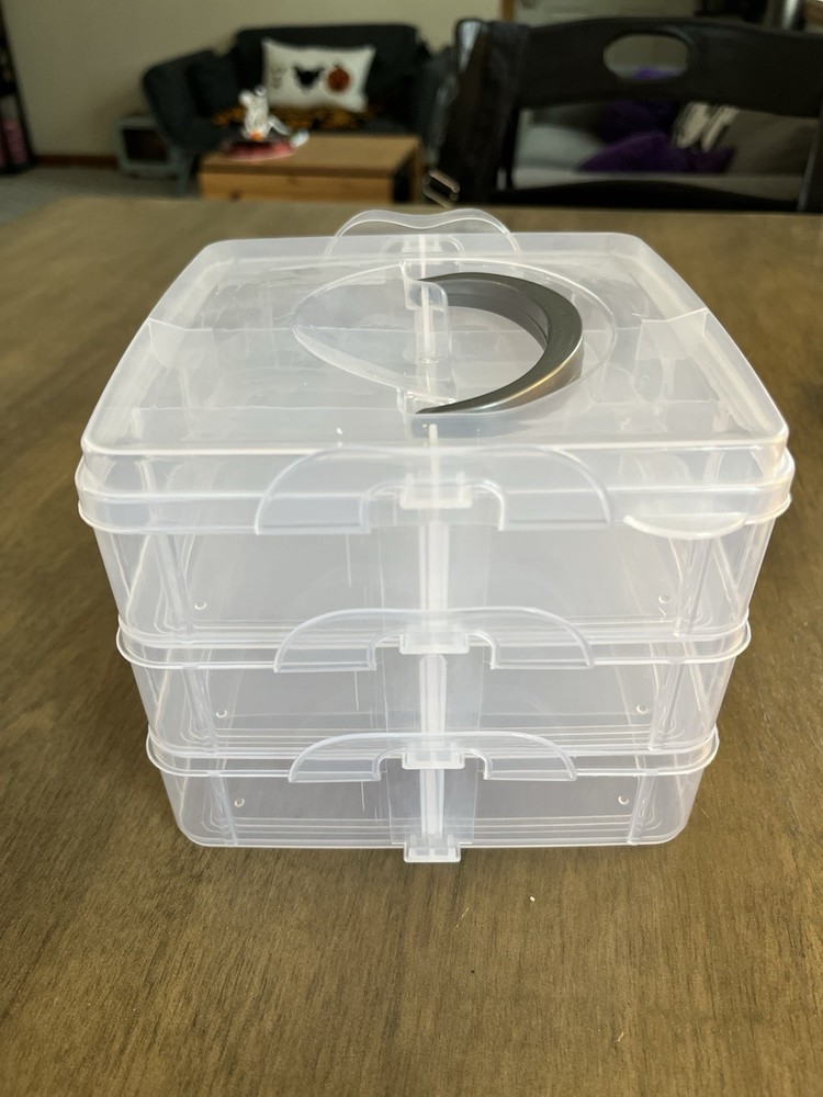 Stackable Storage Container, Coear Plastic, 6 Compartments, Square, 8x8x6 in