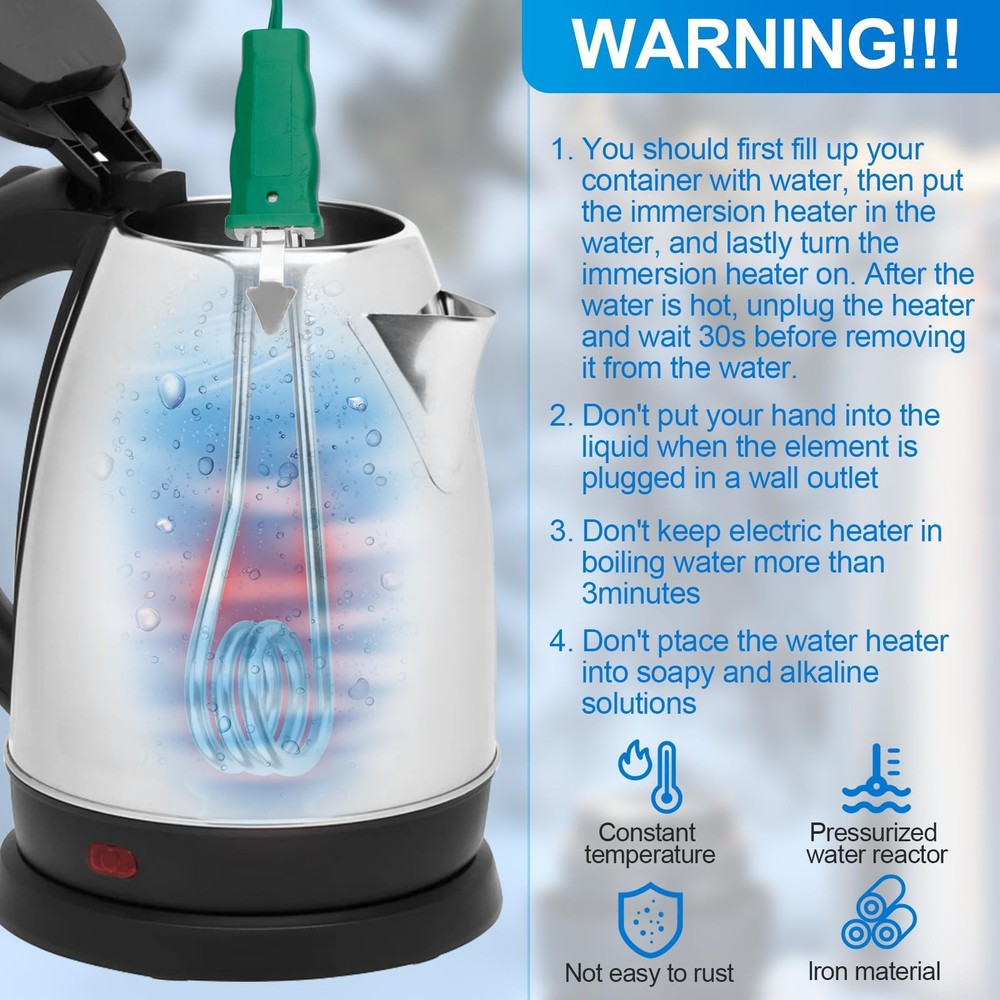 Portable Immersion Water Heater 1500W 110V Dual Voltage Portable Water Heater...