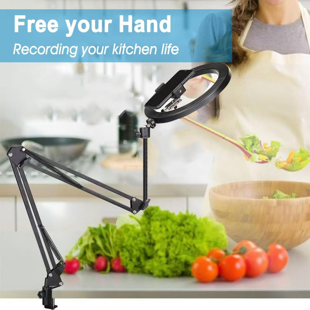 Overhead Tripod Mount for Camera Webcam Ring Light, Long Over Head Articulating