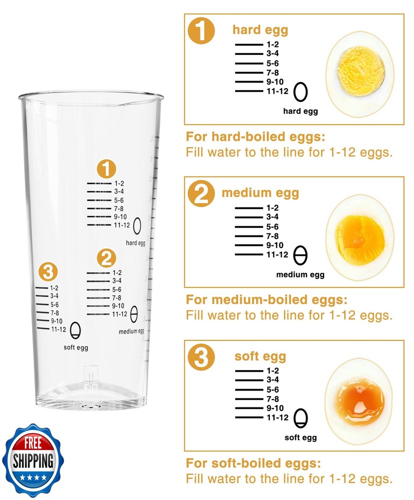 Evoloop Rapid Egg Cooker Electric 12 Eggs Capacity, Soft, Medium,