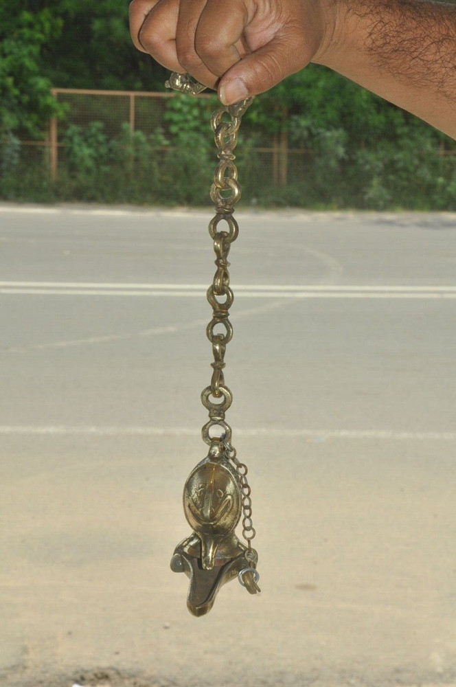 Vintage Brass Fish Shape Engraved Handcrafted Solid Hanging Oil Lamp