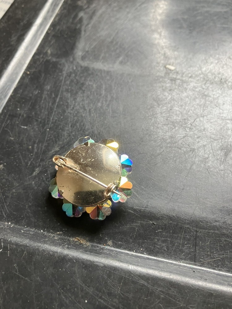 White Metal And Crystal Brooch
