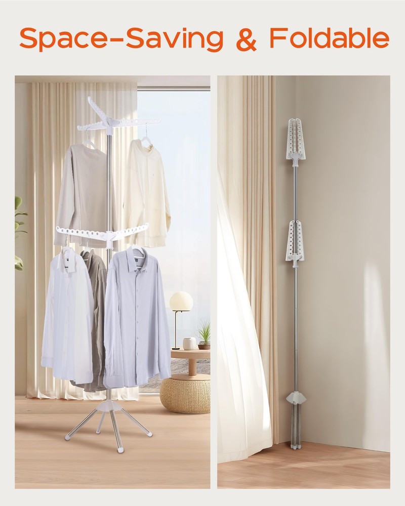 Clothes Drying Rack Foldable 74.8 Inch 2 Tier Laundry Drying Rack With Rotating