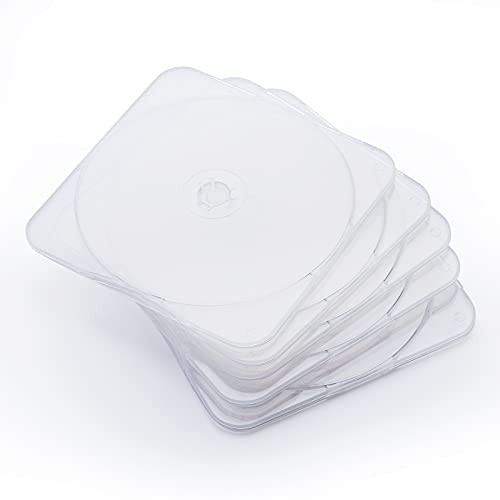 25 Pack Ultra Slim Clear Transparent Square Shaped CD and DVD Disc Clam Shell