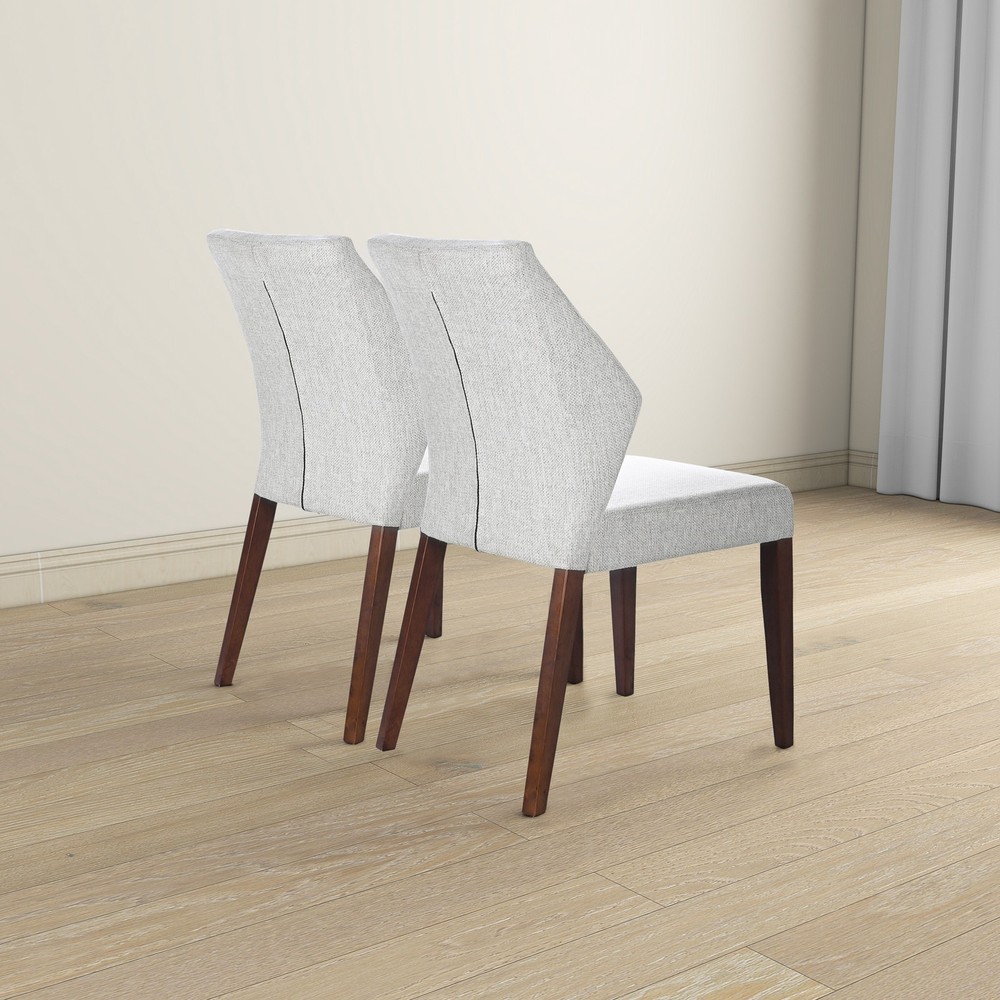 Set of 2 Light Grey Fabric Dining Chairs, Upholstered Side Chairs