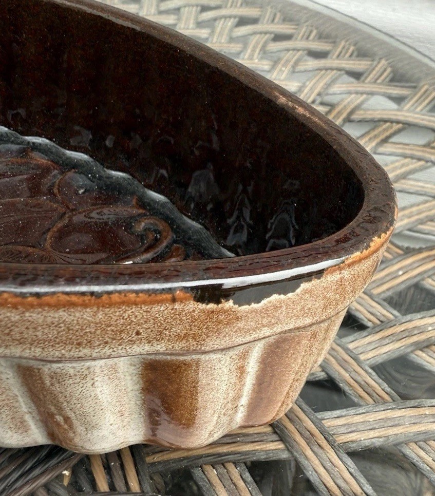 Fish Shaped Brown Glazed Ceramic Redware Cake Jello Mold SCHEURICH 960-30