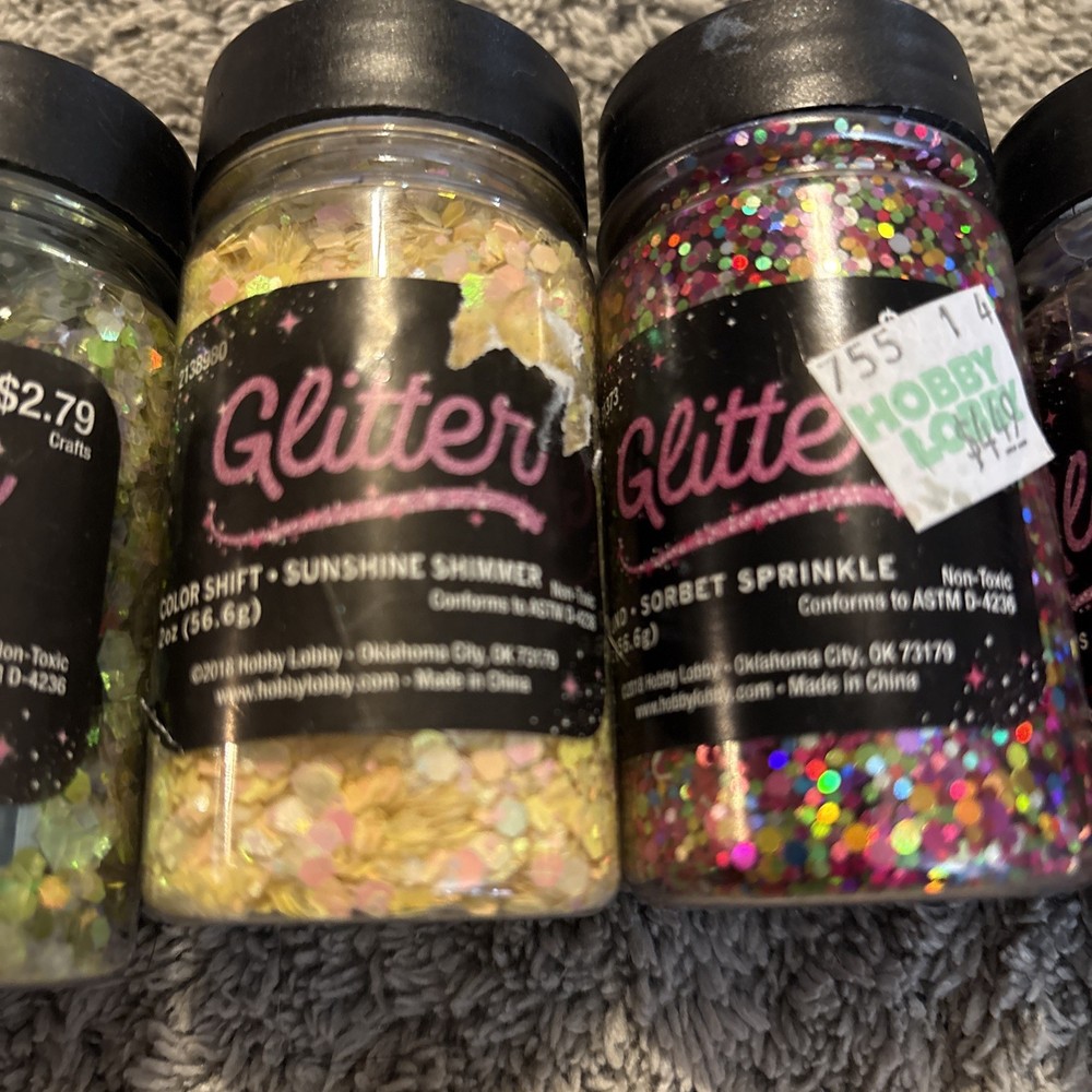 Glitter Lot: 6 Bottles Multicolor Sparkly