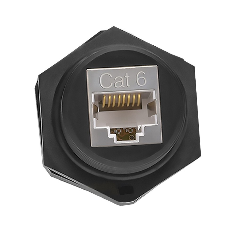 2 PACK - CAT6 RJ45 Shielded Water Resistant Industrial Panel Mount Bulkhead Jack