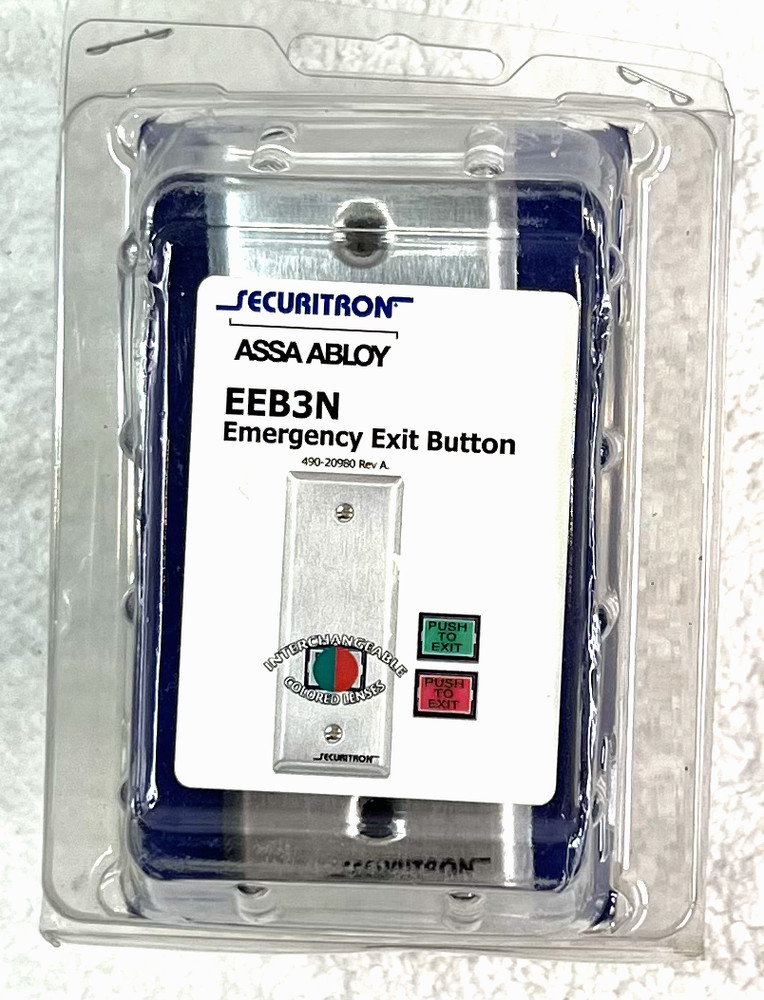 EEB3N Narrow Stile Push to Exit Button w/ 30s Timer - Green/Red - Securitron