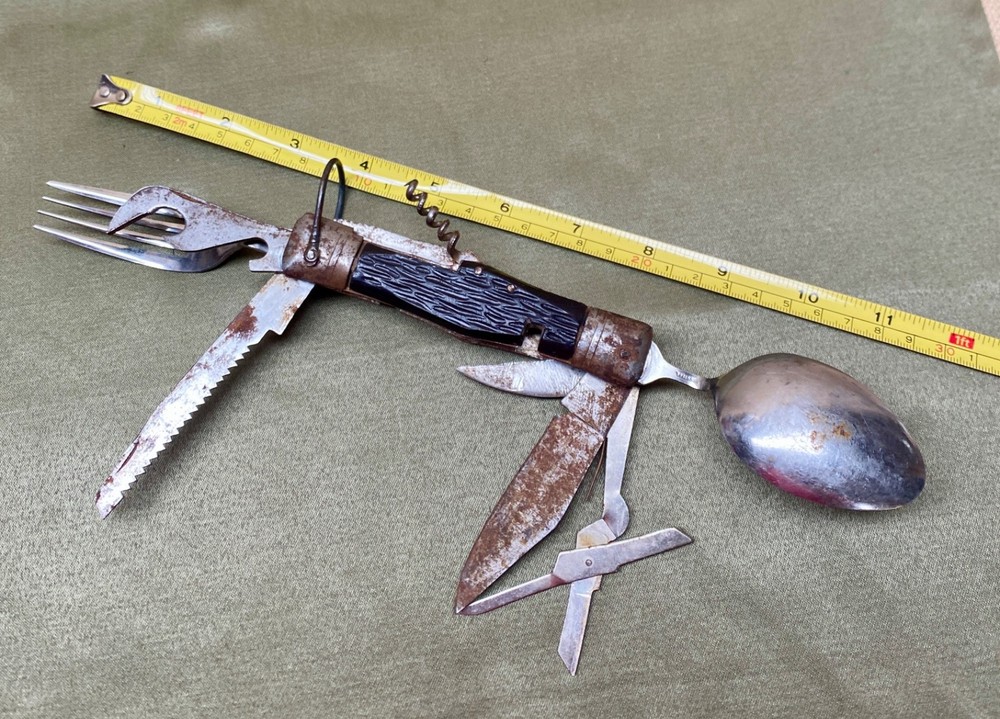 Rustic Camping Folding Utility Knife Spoon Fork | Rustic Utensil Display