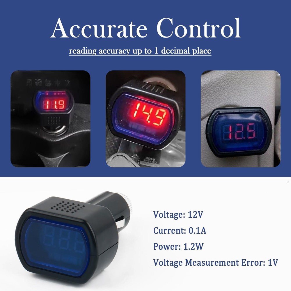 Digital Car Cigarette Lighter Voltage Meter 12V LED Display Realtime Tester USB