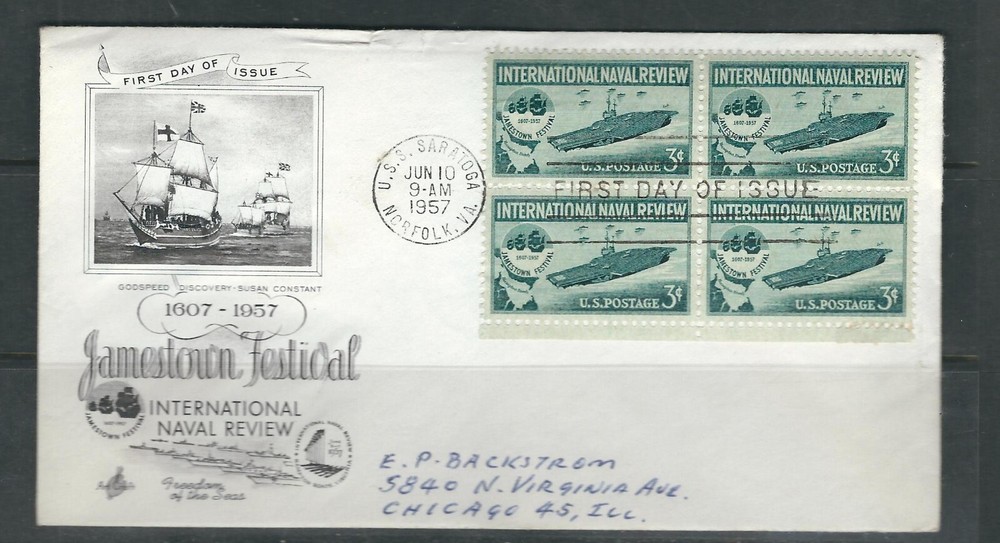 Us SC # 1091 Naval Review  FDC . Artcraft Cachet