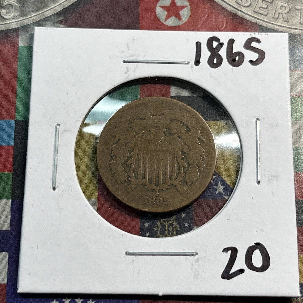 1865 2 Cent Copper Two Cent Coin United States