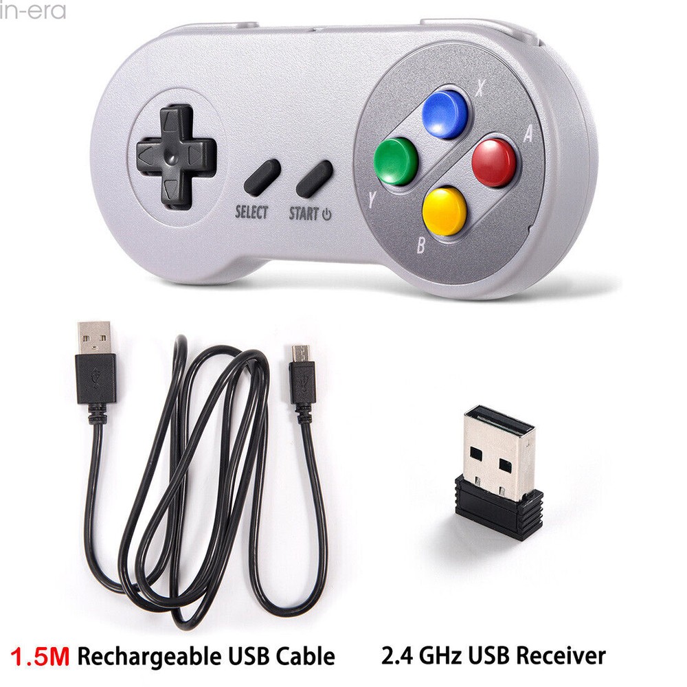 Wireless SNES Controller Gamepad Joystick & USB Receiver for PC Mac Video Games