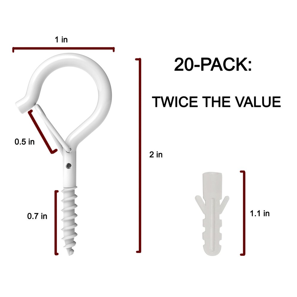 Screw Hooks for String Lights Plants Lanterns Outdoor 20 Pack