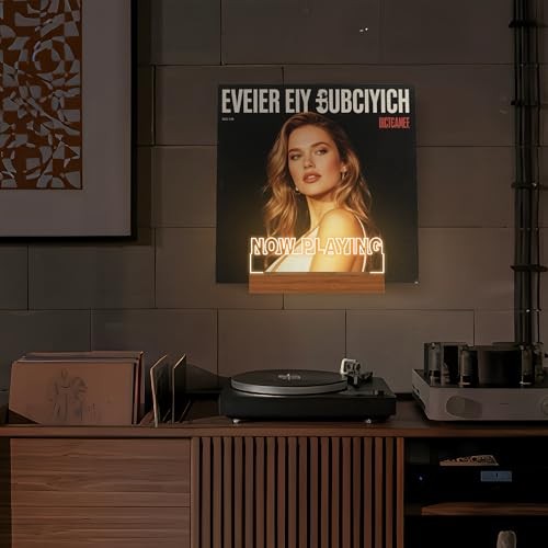 Now Playing Vinyl Record Stand Wall Mount, Rectangular Wall Mount - Warm White