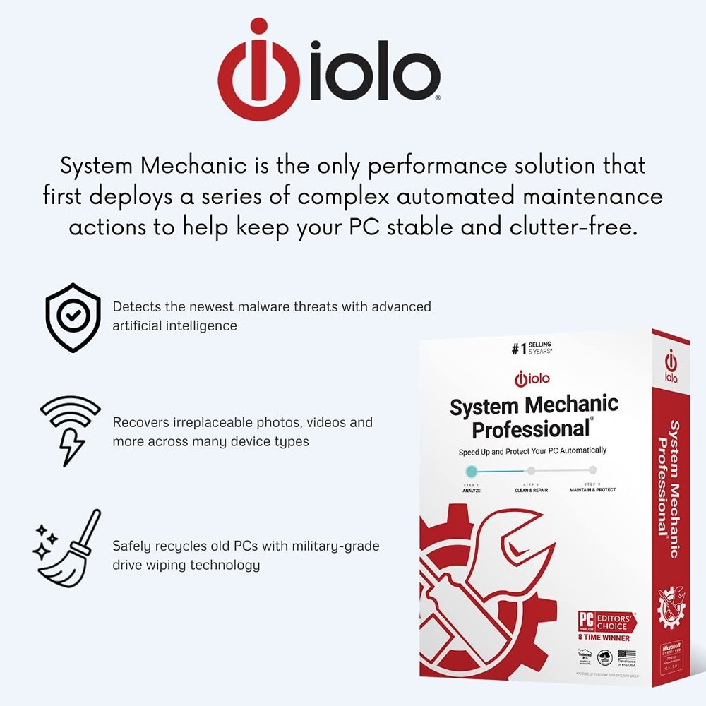 iolo - System Mechanic Pro, Computer Cleaner for Windows, Blocks Viruses and...