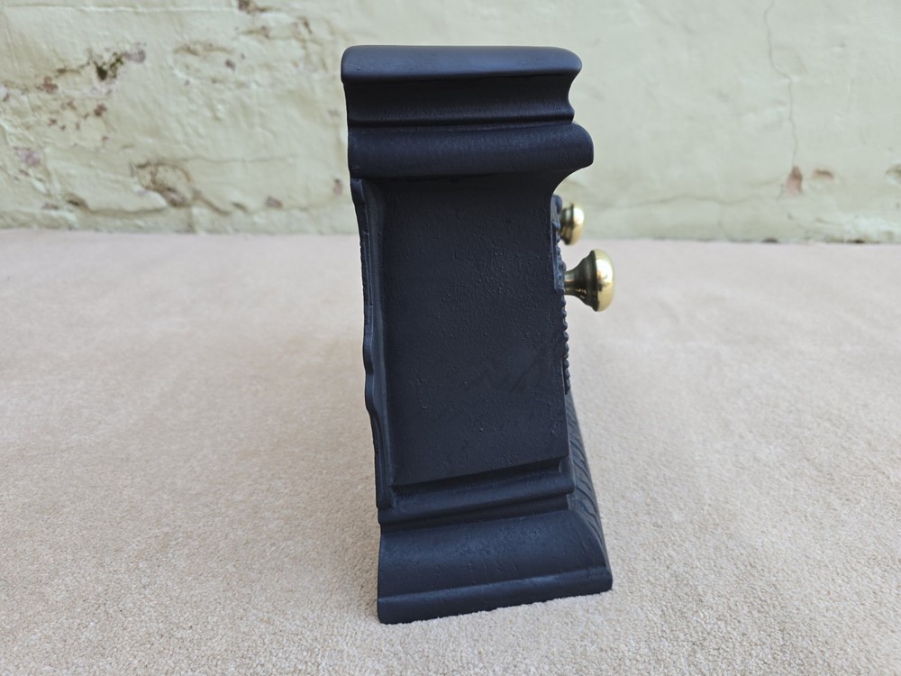 Black Cast Decorative Fire Front With Brass Handles Original Condition
