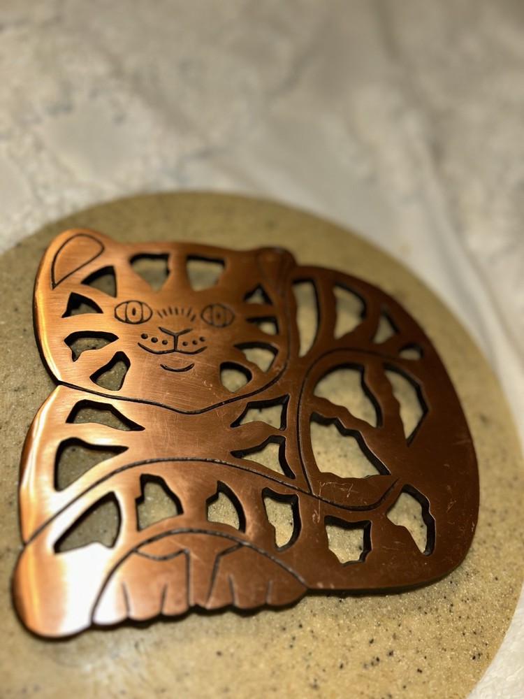 Copper, Figural Cat Trivet  or Teapot stand