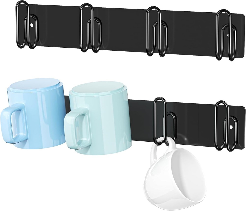 Mug Holder Wall Mounted, 2 Pack Coffee Cup Hooks, Metal Mug Rack for Kitchen, Mo