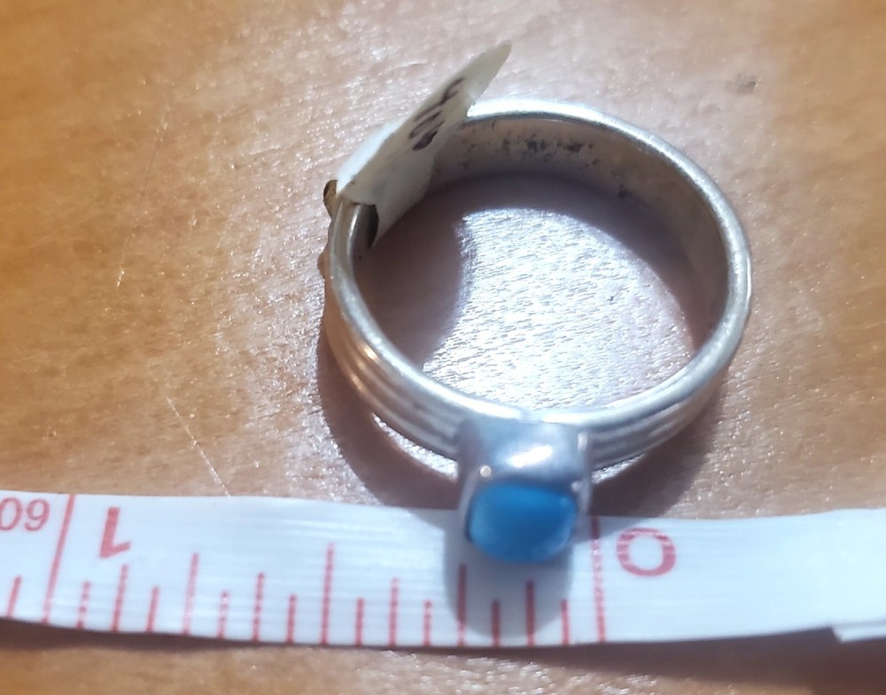 Native American Turquoise Silver Ring Size 7.5