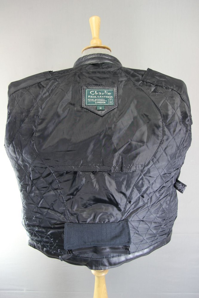 CLASSIC 'CHARLIE' BLACK LEATHER BIKER JACKET 40 INCH/MEDIUM